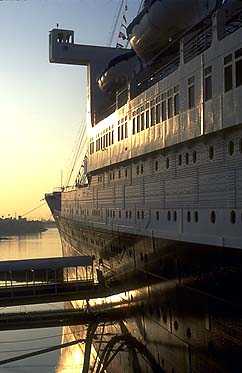 Queen Mary Bow at Sunset