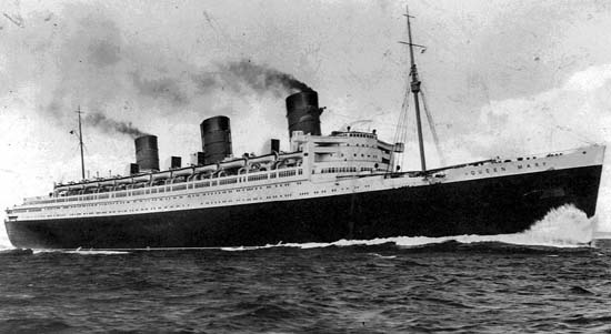 Queen Mary At Full Steam during her Trials,
1936